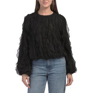 SUNDAY EDITION Black Ruffle Long Sleeve Top